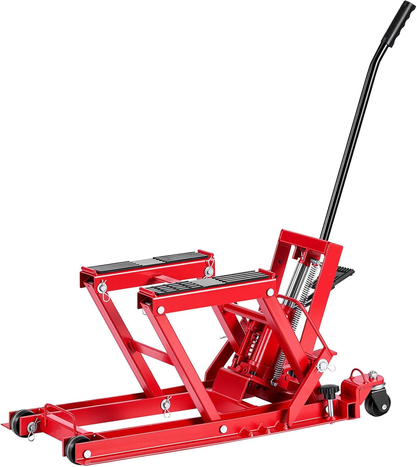 VEVOR 1500 lbs Hydraulic Motorcycle & ATV Lift Jack with 4 Wheels, Foot-Operated Portable Scissor Lift Stand for UTV and Powersports