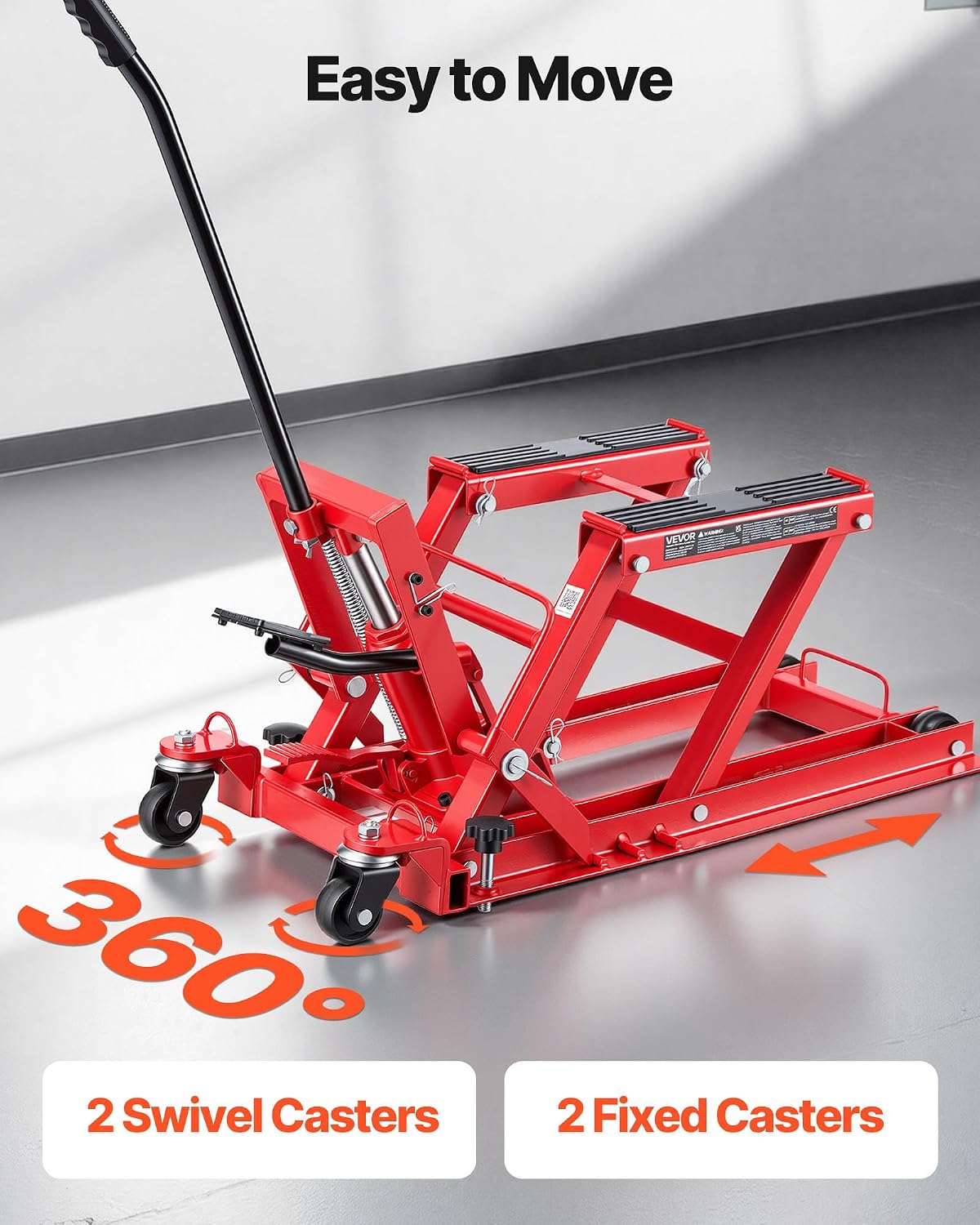 VEVOR 1500 lbs Hydraulic Motorcycle & ATV Lift Jack with 4 Wheels, Foot-Operated Portable Scissor Lift Stand for UTV and Powersports