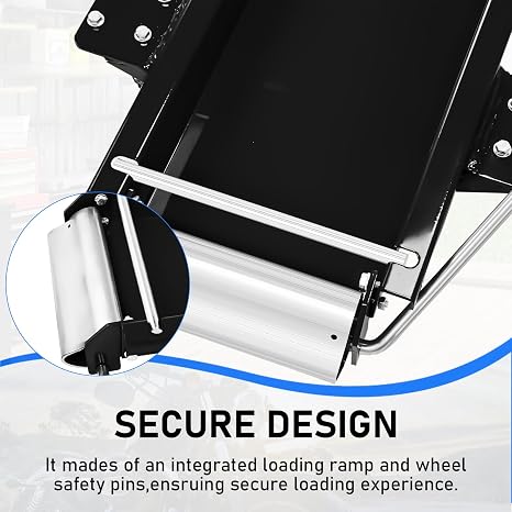 1250 lbs Motorcycle Dolly with 5 Swivel Casters | Adjustable Heavy Duty Bike Mover Stand with Ramp & Safety Pins, Rolling Motorcycle Stand for Garage Storage & Workshop, Black