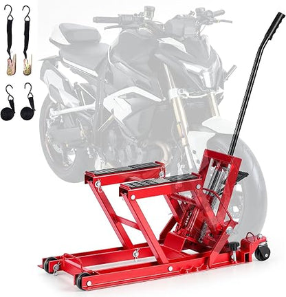 VEVOR 1500 lbs Hydraulic Motorcycle & ATV Lift Jack with 4 Wheels, Foot-Operated Portable Scissor Lift Stand for UTV and Powersports