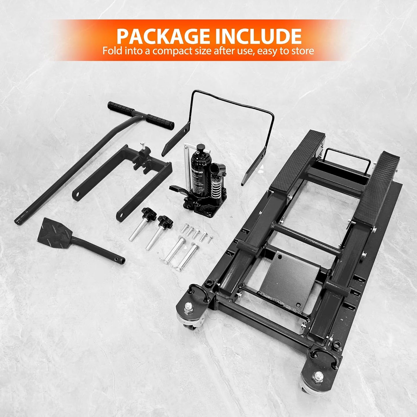 1500 Lbs Hydraulic Moto Jack, Foot-Operated, 4 Wheels & Foldable,Blue | 1500 Lbs Hydraulic Scissor Jack, Foot-Operated Stand, 4 Wheels for Mobility, Foldable Storage, for Moto/ATV/UTV